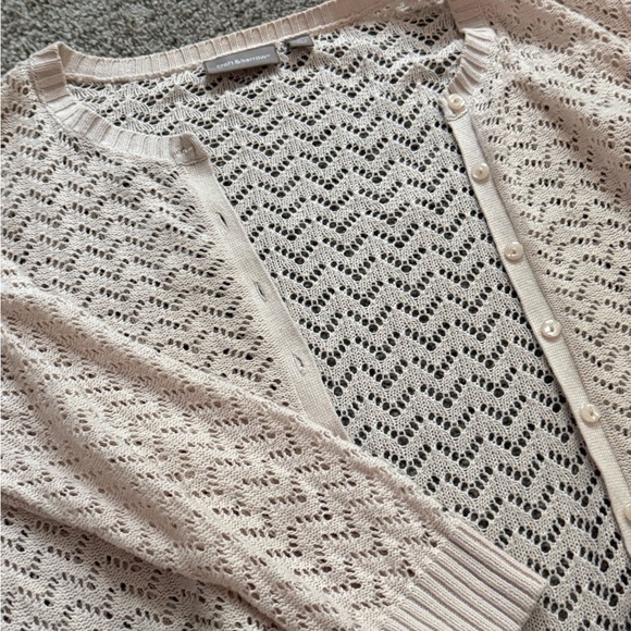Cardigan Cream/White Knit Patterned Fabric - Picture 3 of 7